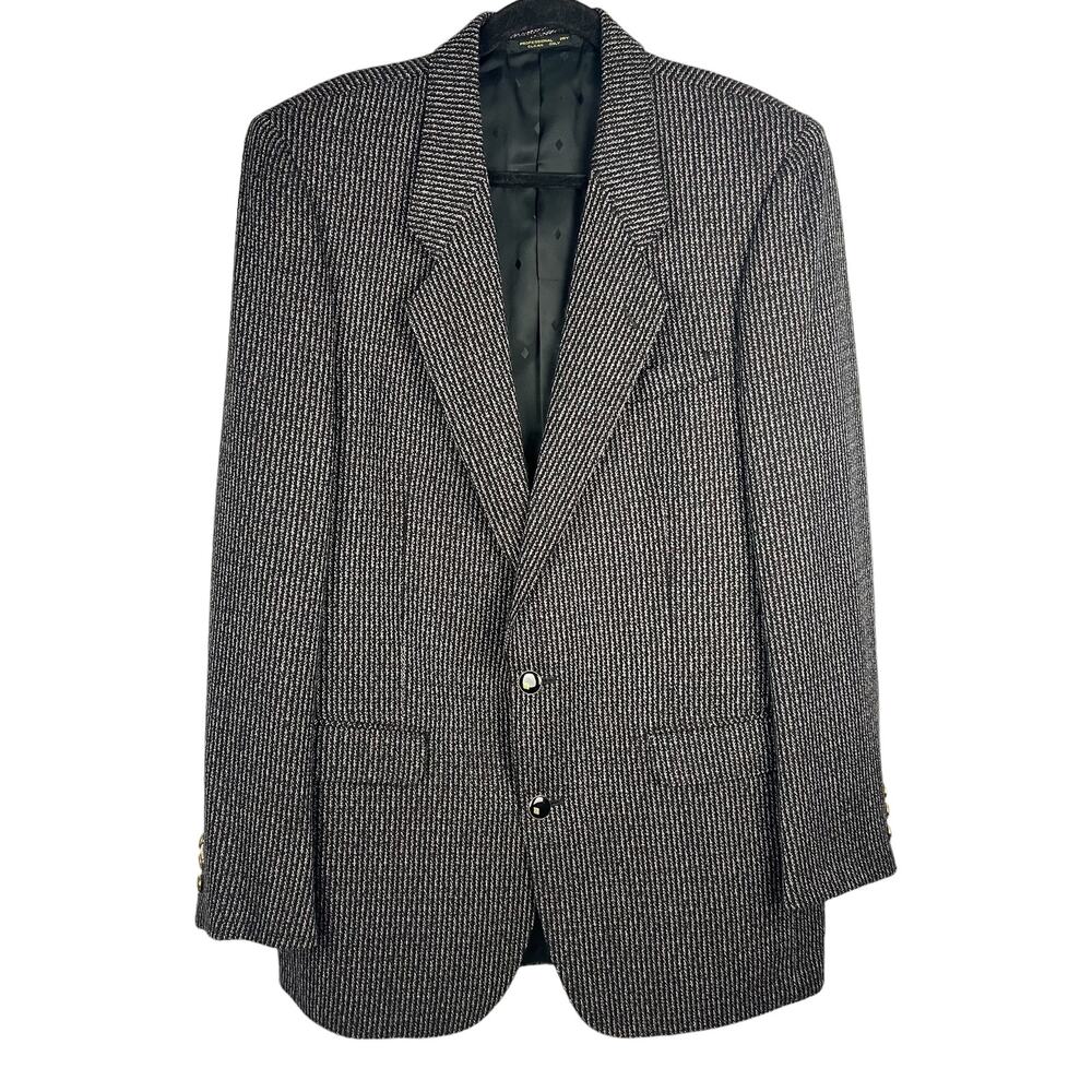 Men’s 41 L 100% Wool Sport Coat Micro Stripe 2 Button